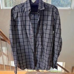 Ted Baker Gray Plaid Casual Button Down Shirt